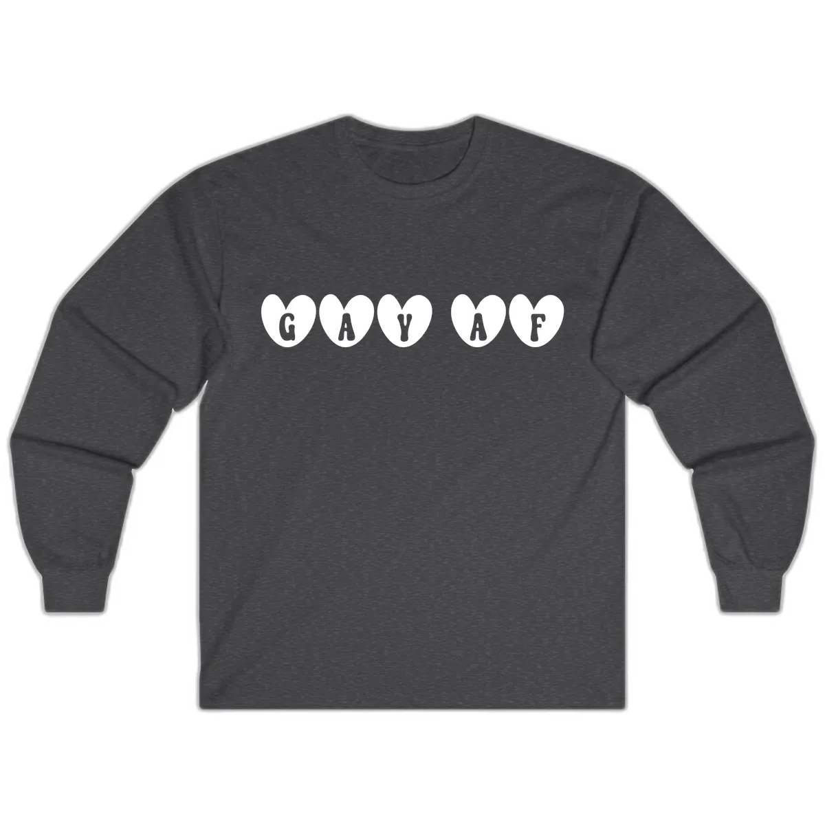Gay AF Pride Hearts Long Sleeve in Dark Heather