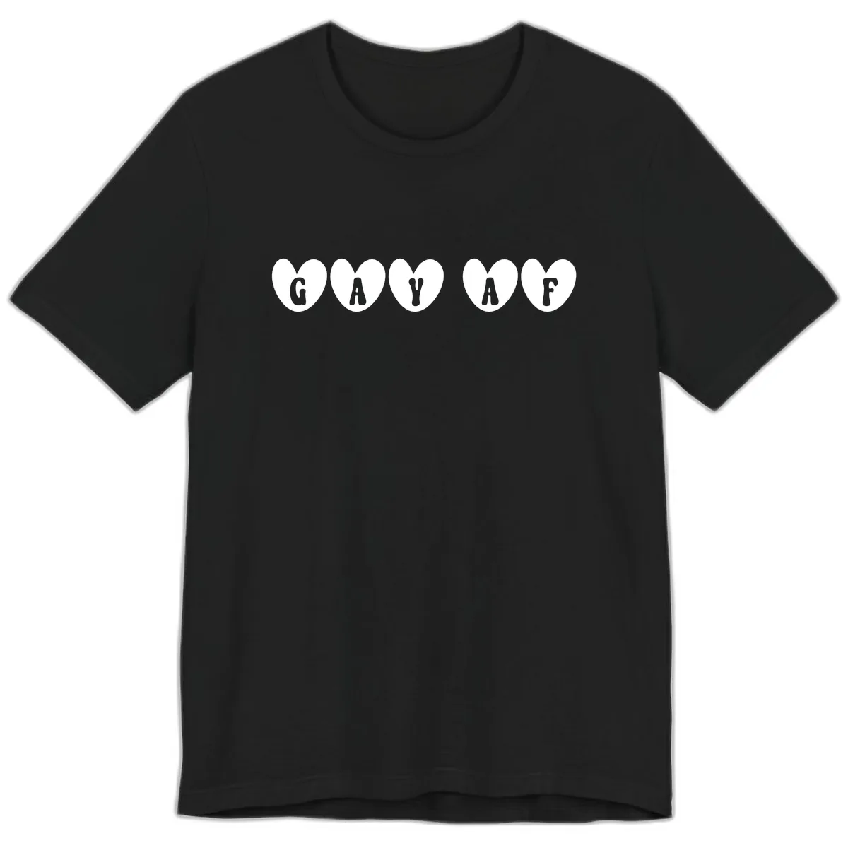 Gay AF Pride Hearts Premium T-Shirt in Black