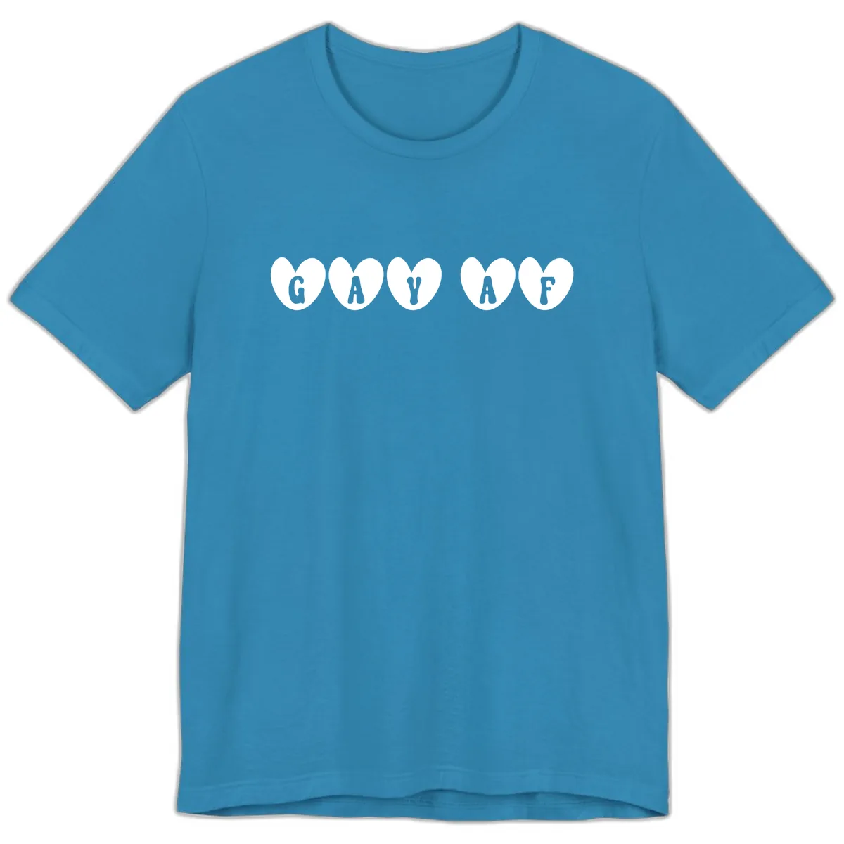 Gay AF Pride Hearts Premium T-Shirt in Aqua