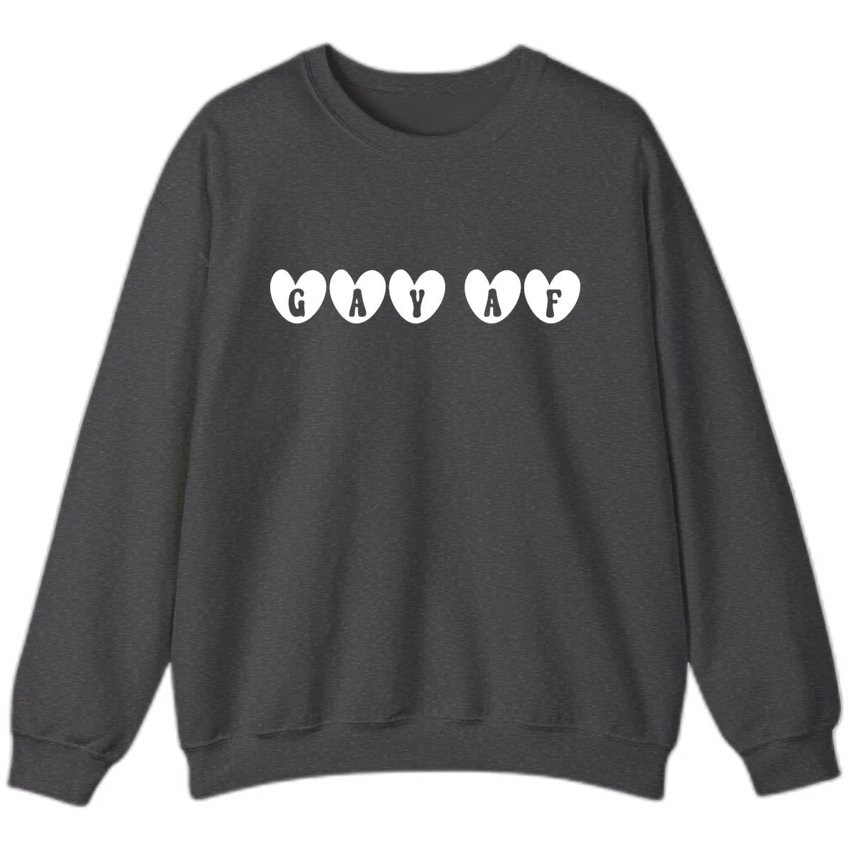Gay AF Pride Hearts Sweatshirt in Dark Heather