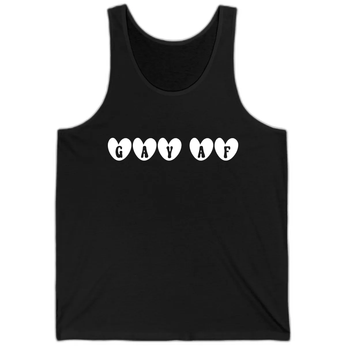 Gay AF Pride Hearts Tank in Black