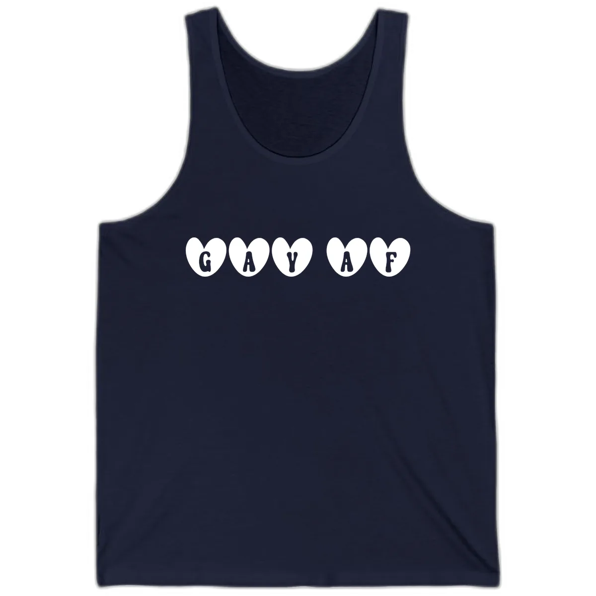 Gay AF Pride Hearts Tank in Navy