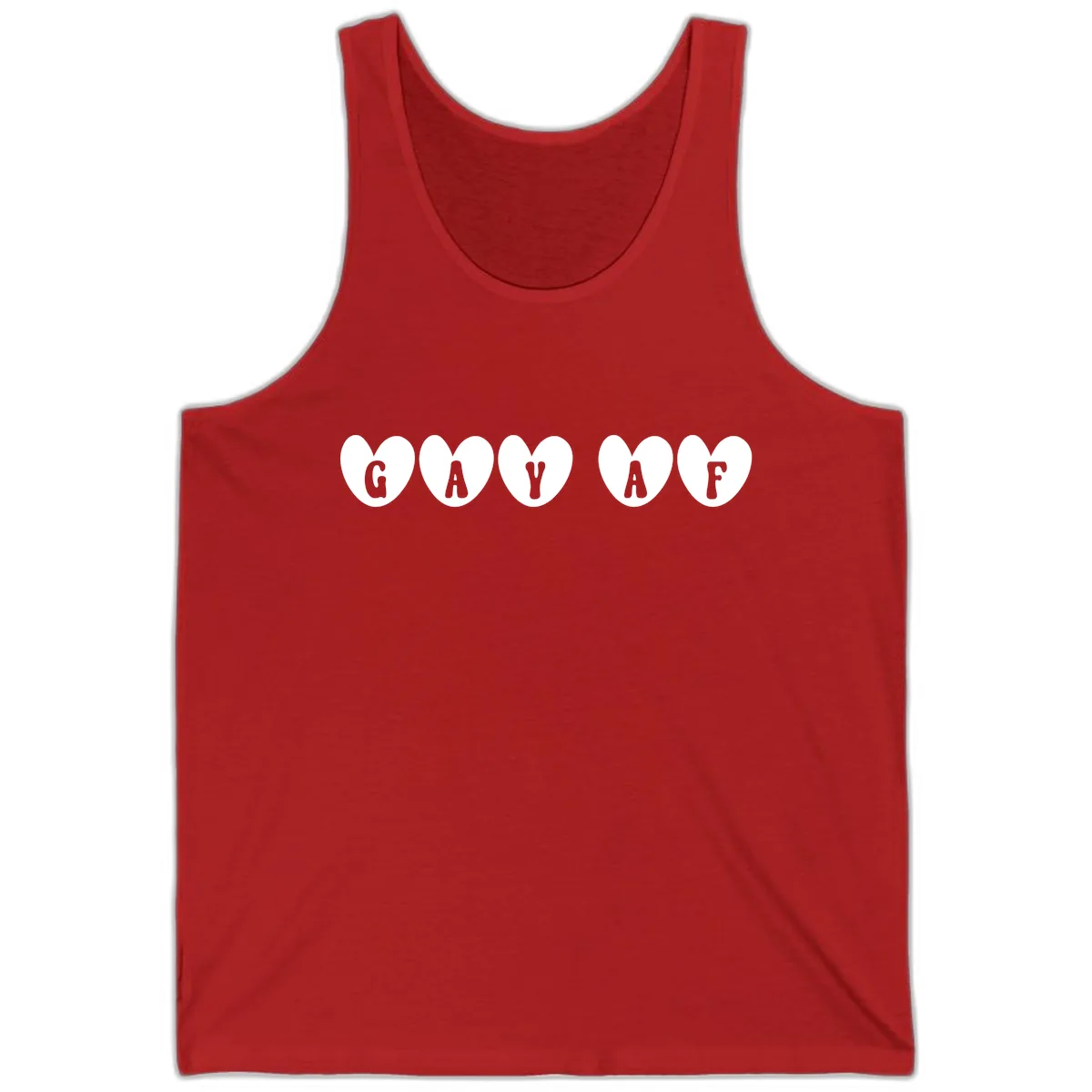 Gay AF Pride Hearts Tank in Red