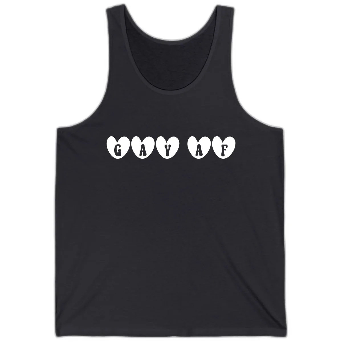 Gay AF Pride Hearts Tank in Dark Grey