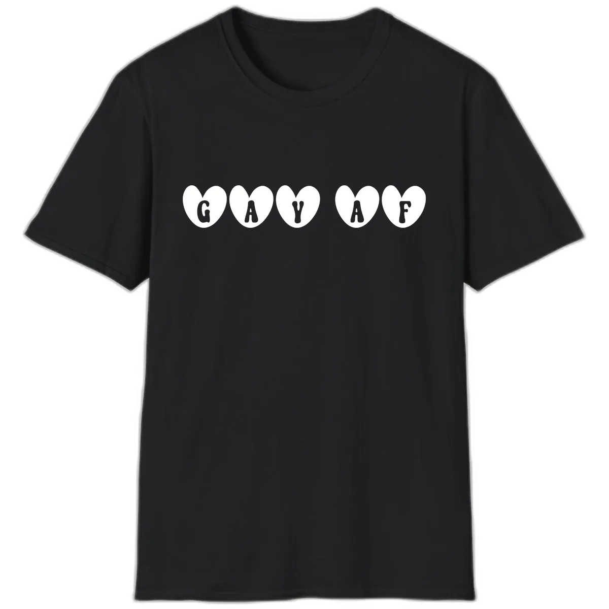 Gay AF Pride Hearts T-Shirt in Black