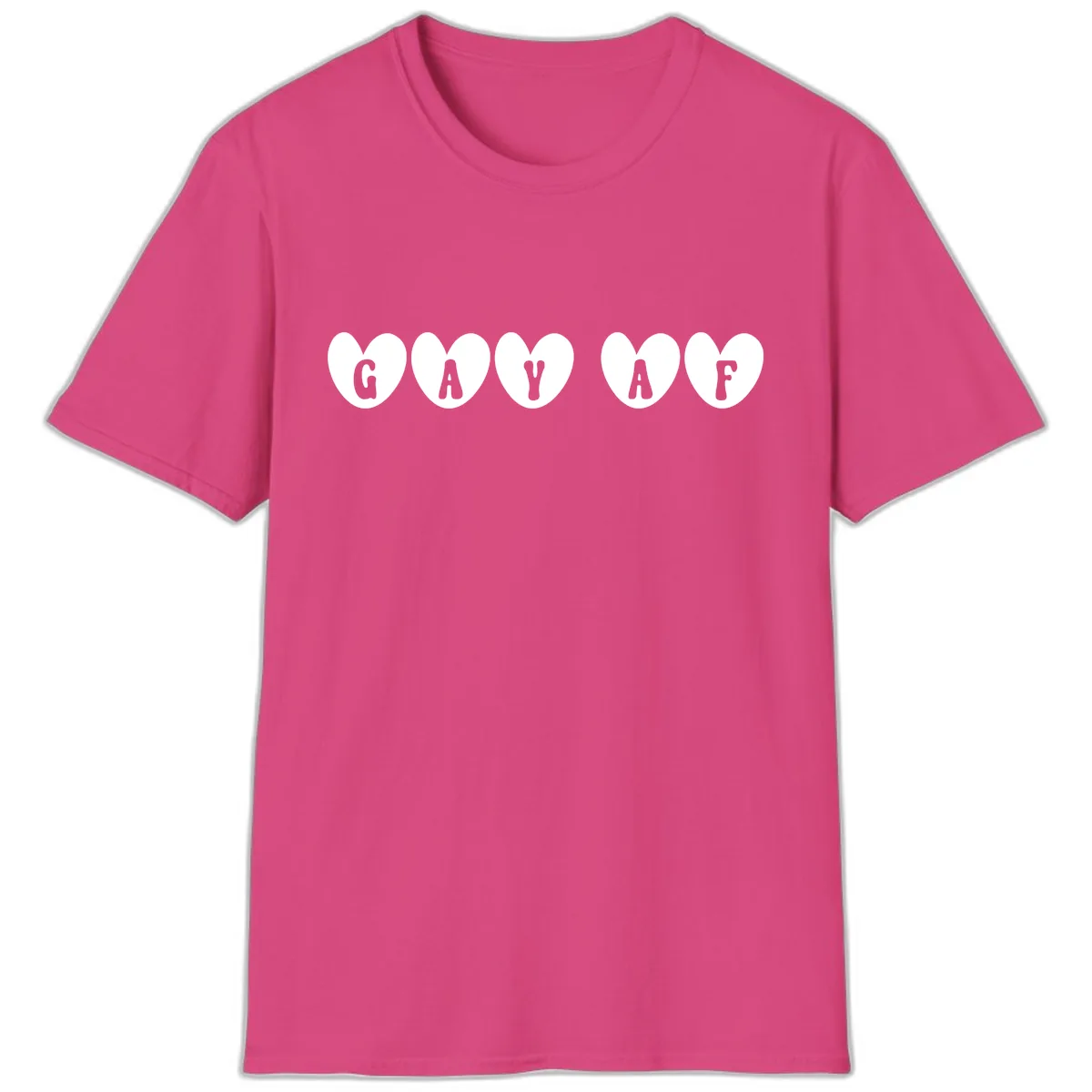 Gay AF Pride Hearts T-Shirt in Heliconia