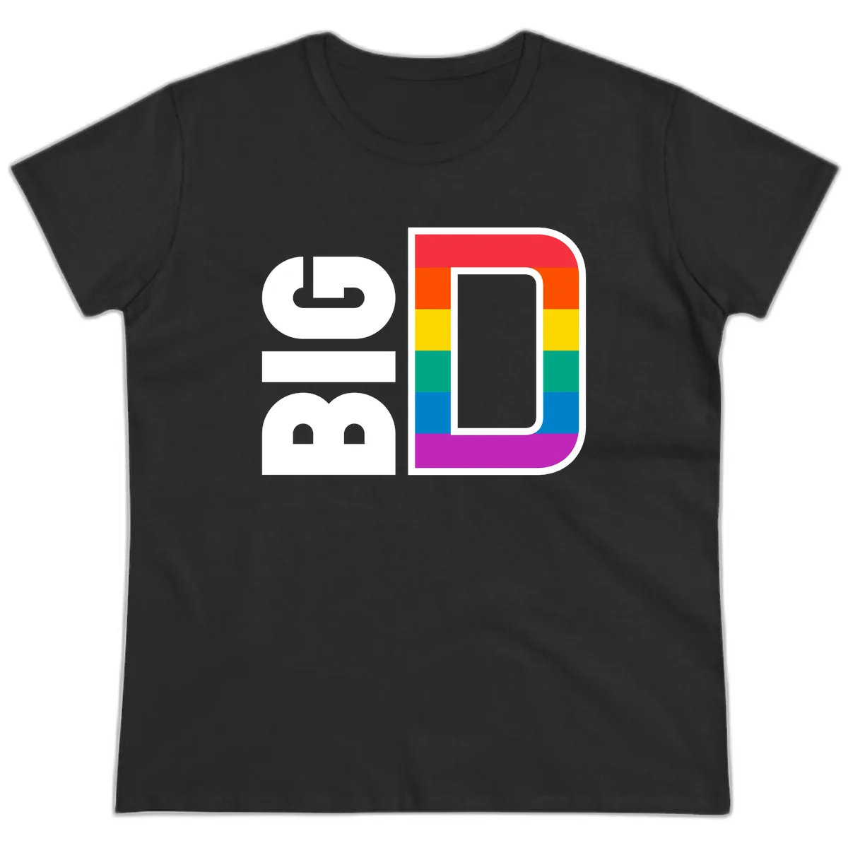 Rainbow Pride Flag Design Ladies Tee in Black