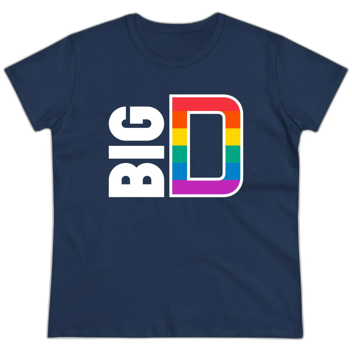 Rainbow Pride Flag Design Ladies Tee in Navy