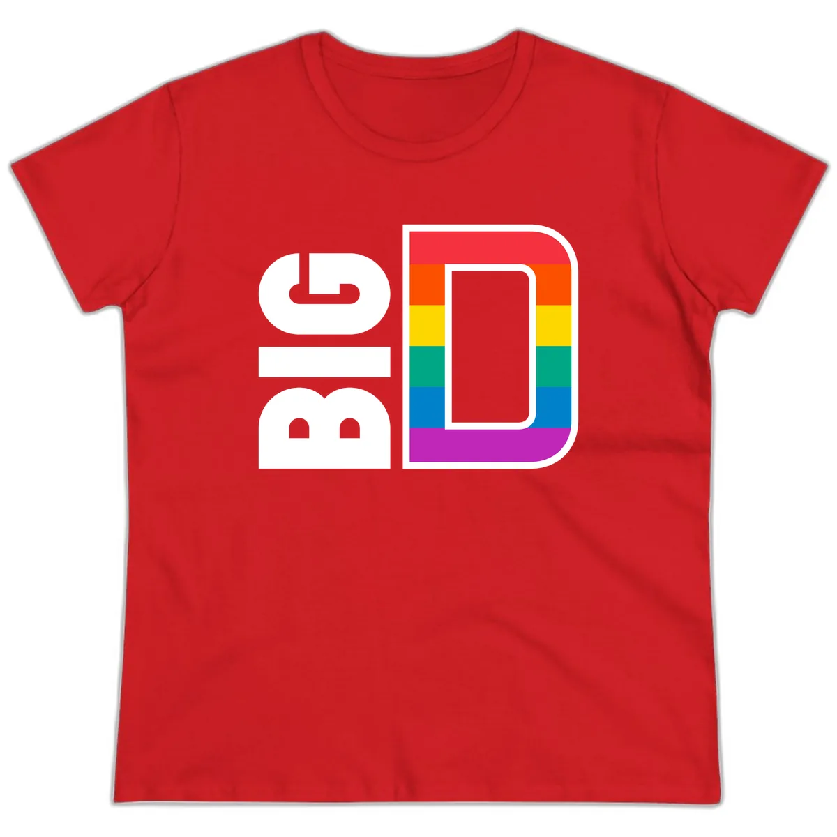 Rainbow Pride Flag Design Ladies Tee in Red