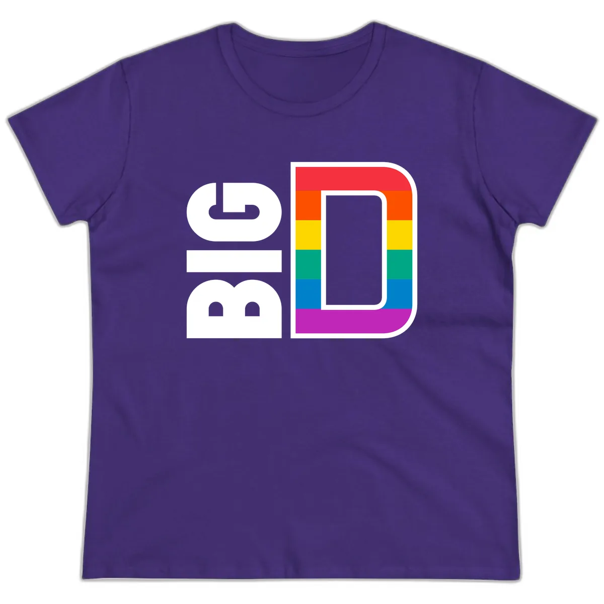 Rainbow Pride Flag Design Ladies Tee in Purple