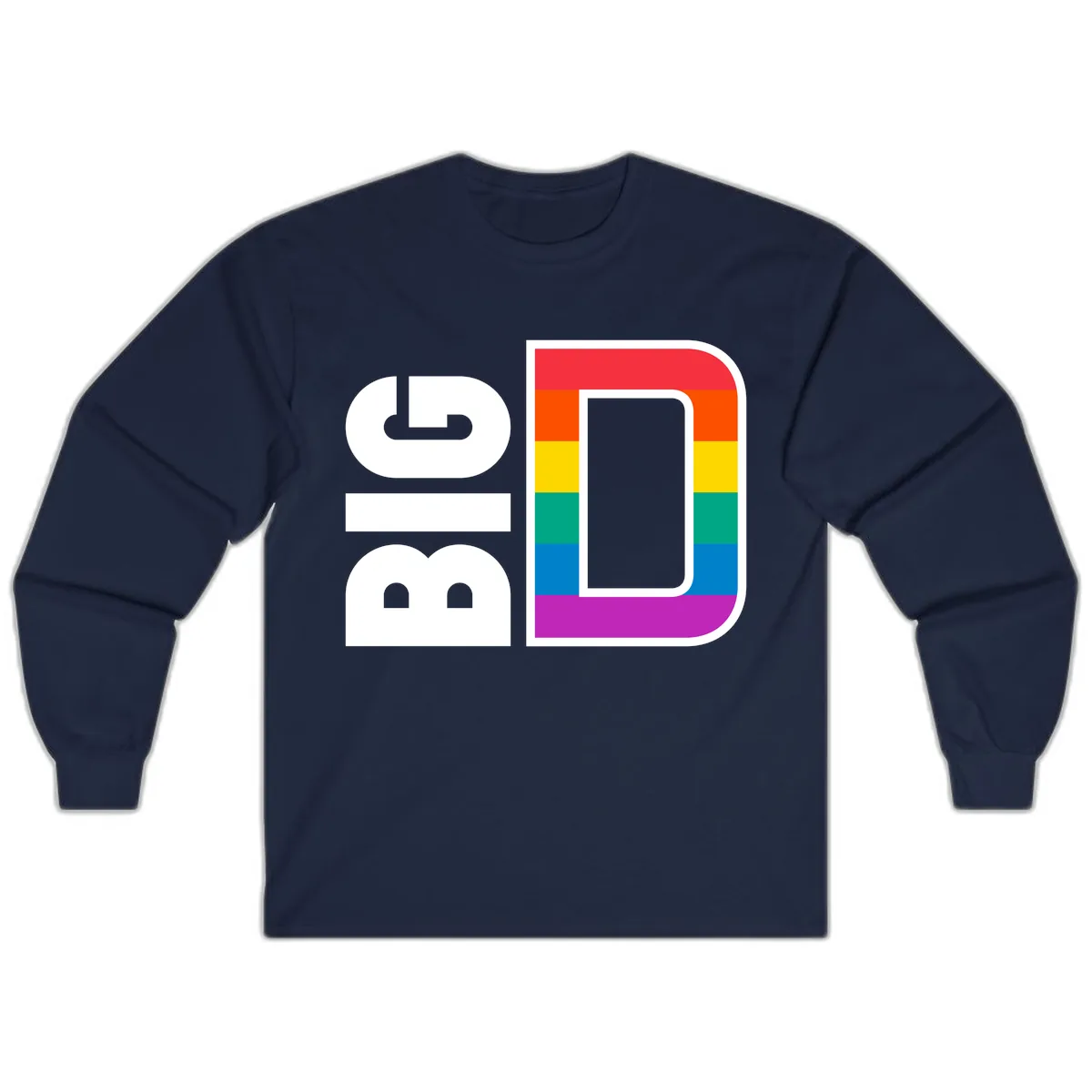 Rainbow Pride Flag Design Long Sleeve in Navy