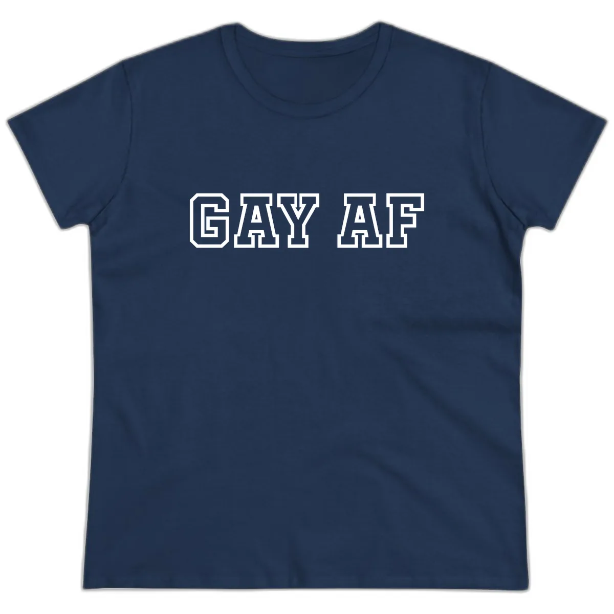Gay AF Pride Statement Ladies Tee in Navy
