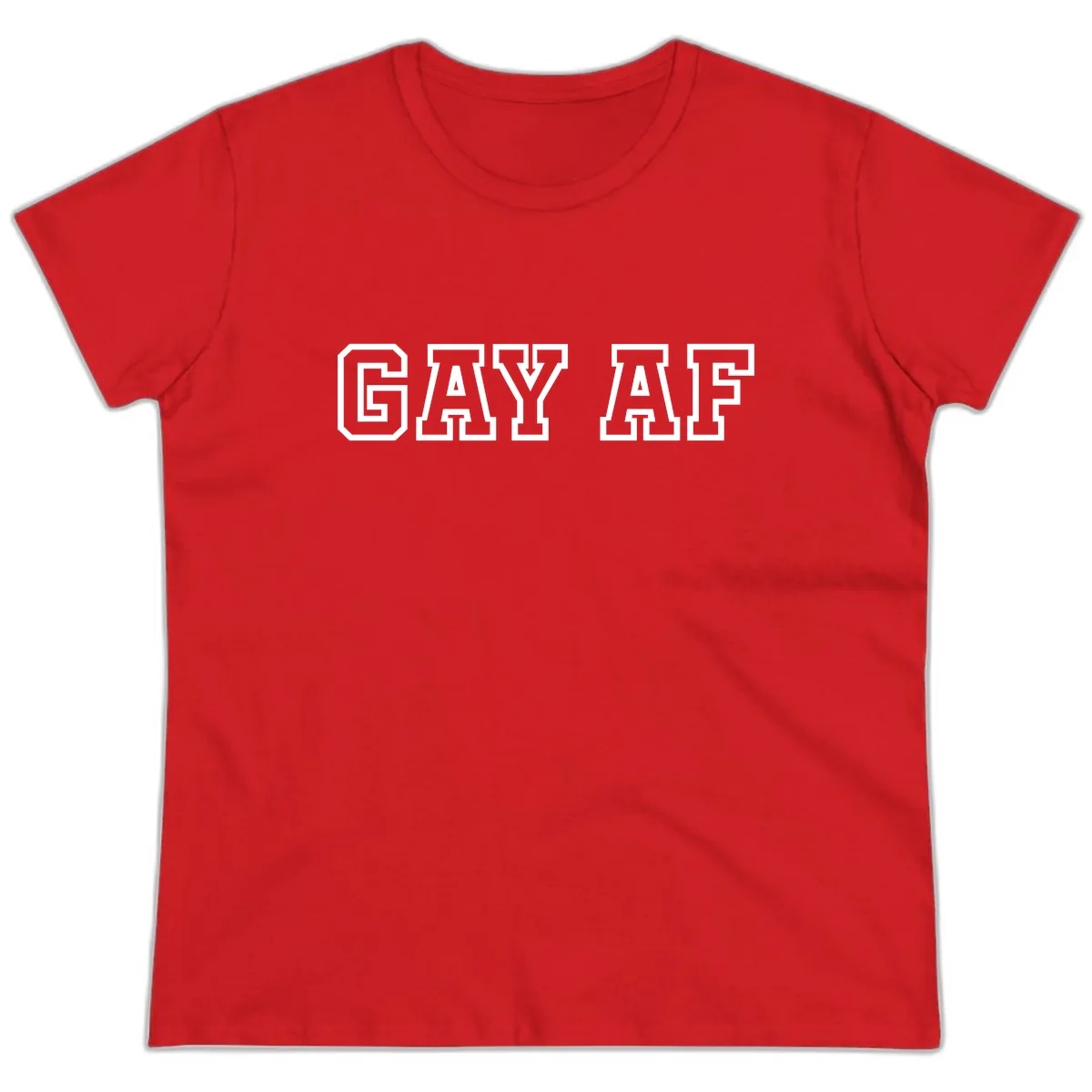Gay AF Pride Statement Ladies Tee in Red