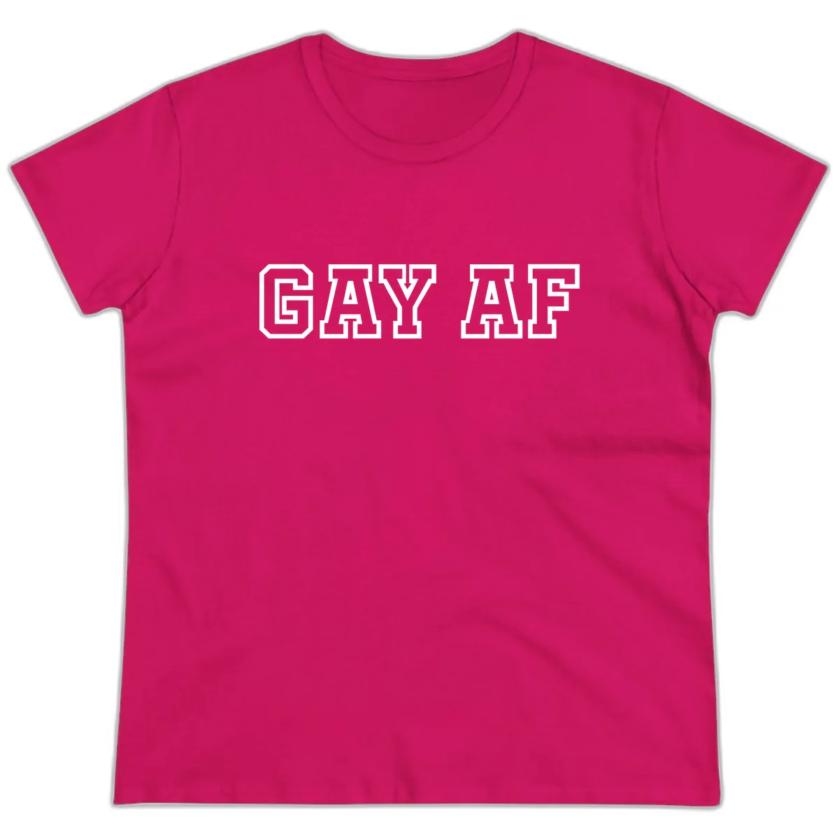 Gay AF Pride Statement Ladies Tee in Heliconia