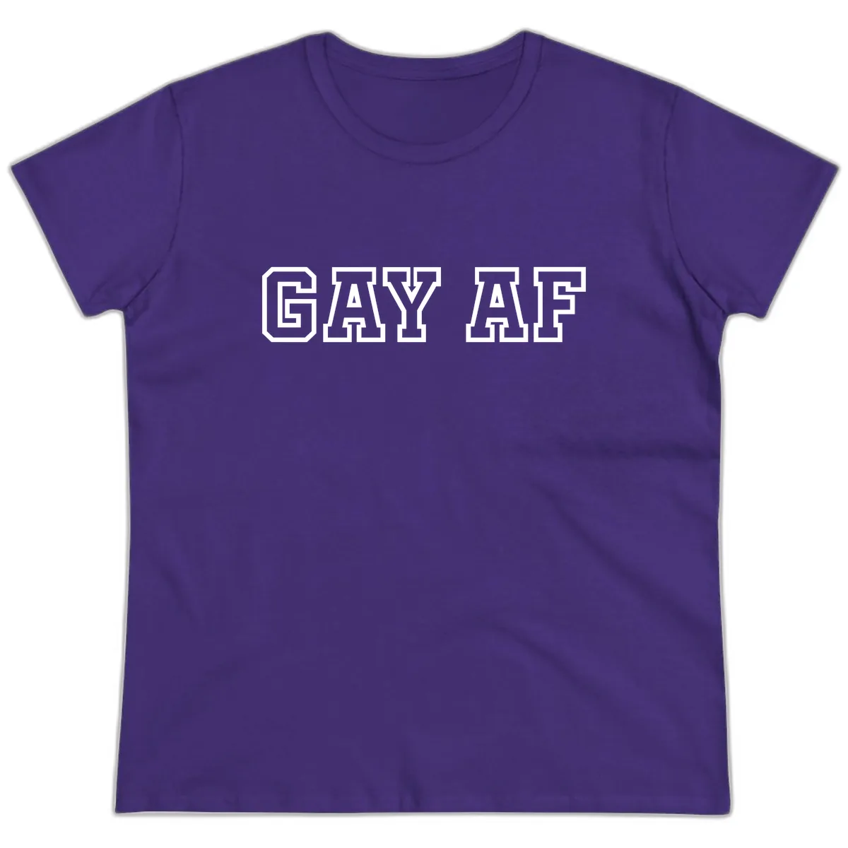Gay AF Pride Statement Ladies Tee in Purple