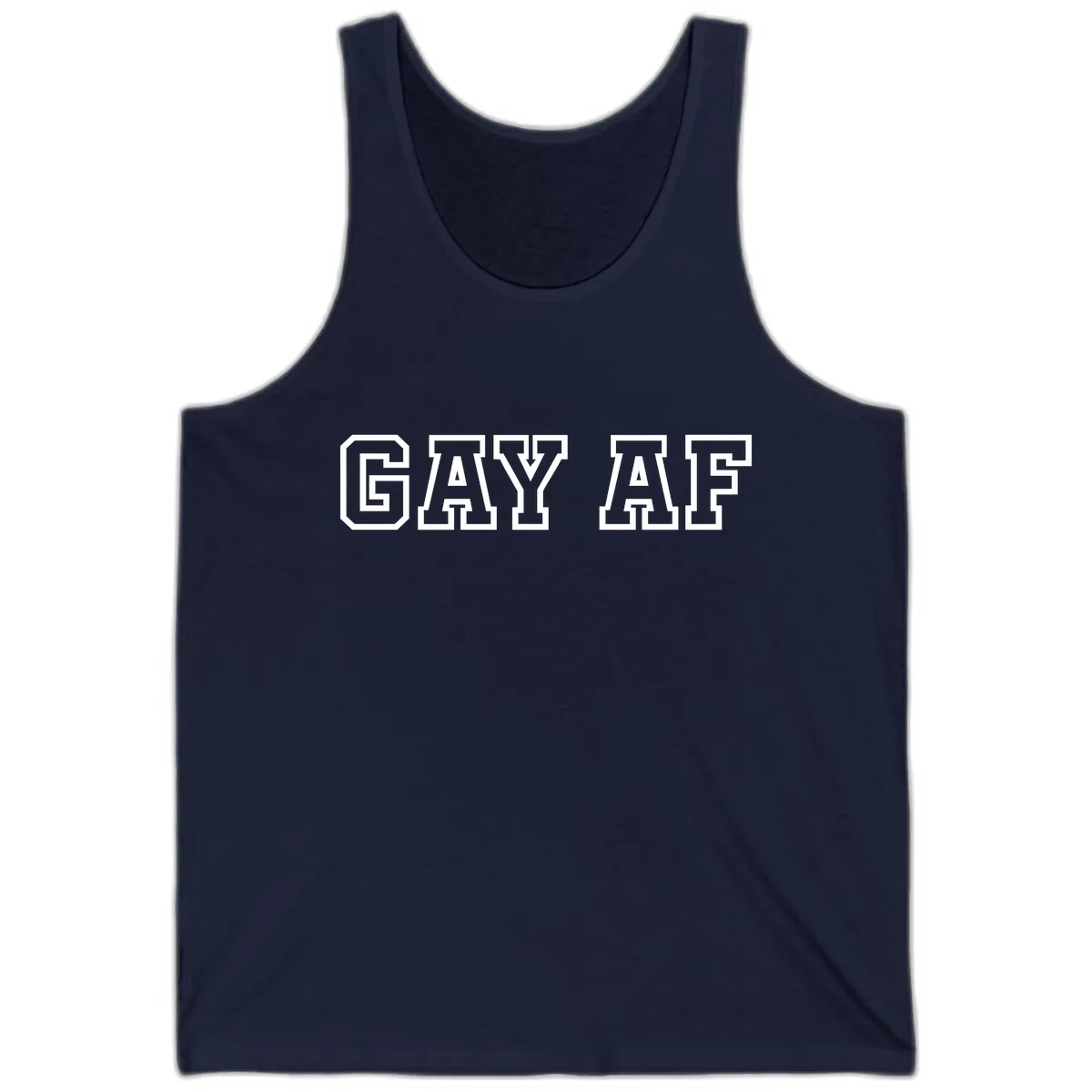 Gay AF Pride Statement Tank in Navy