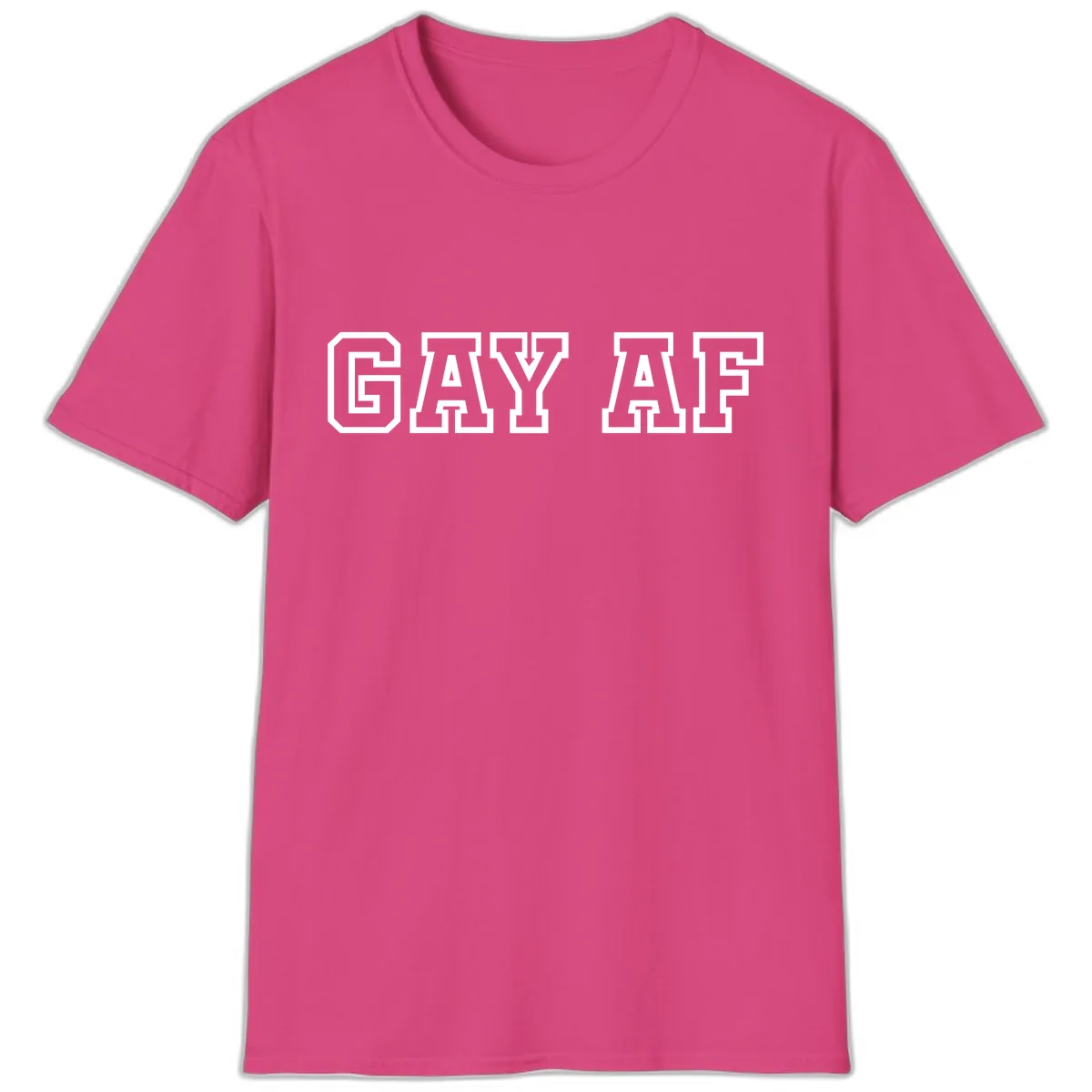 Gay AF Pride Statement T-Shirt in Heliconia