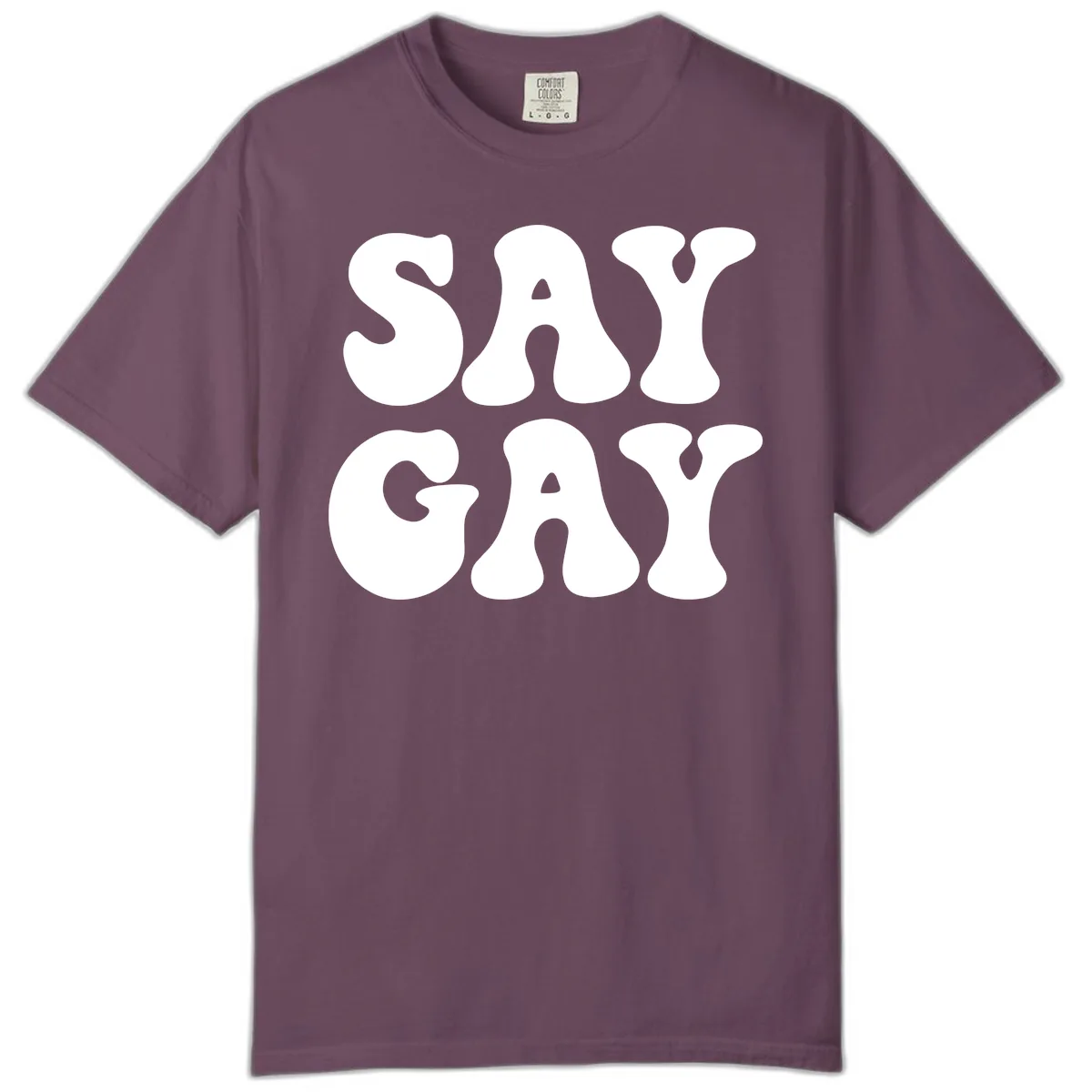 Say Gay Pride Bold Typography Comfort Color in Berry