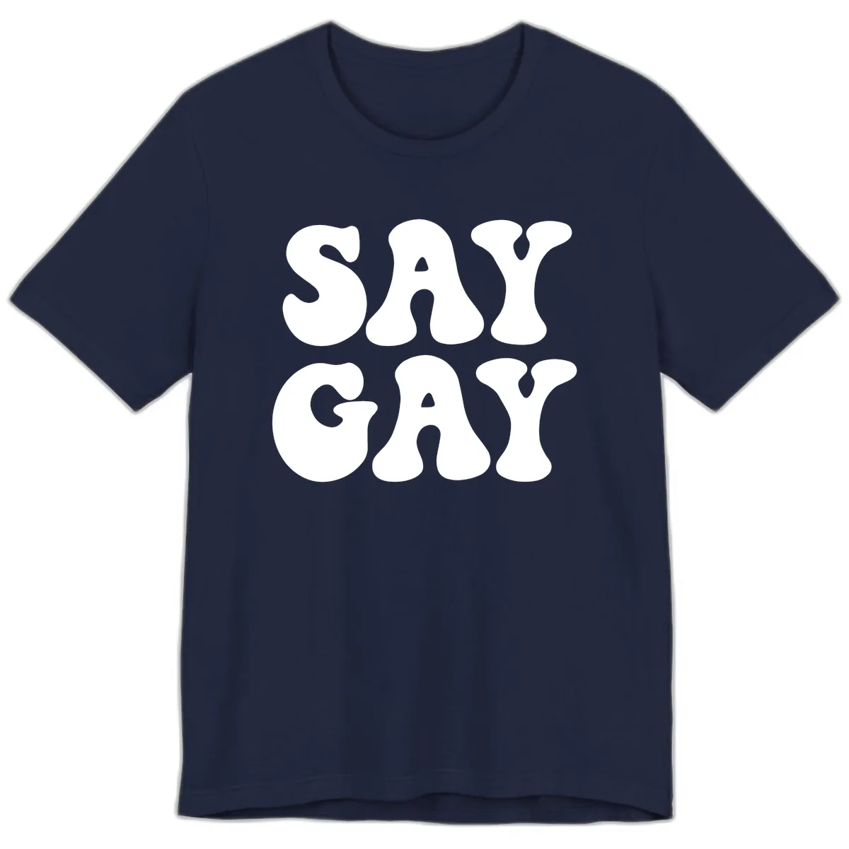 Say Gay Pride Bold Typography Premium T-Shirt in Navy