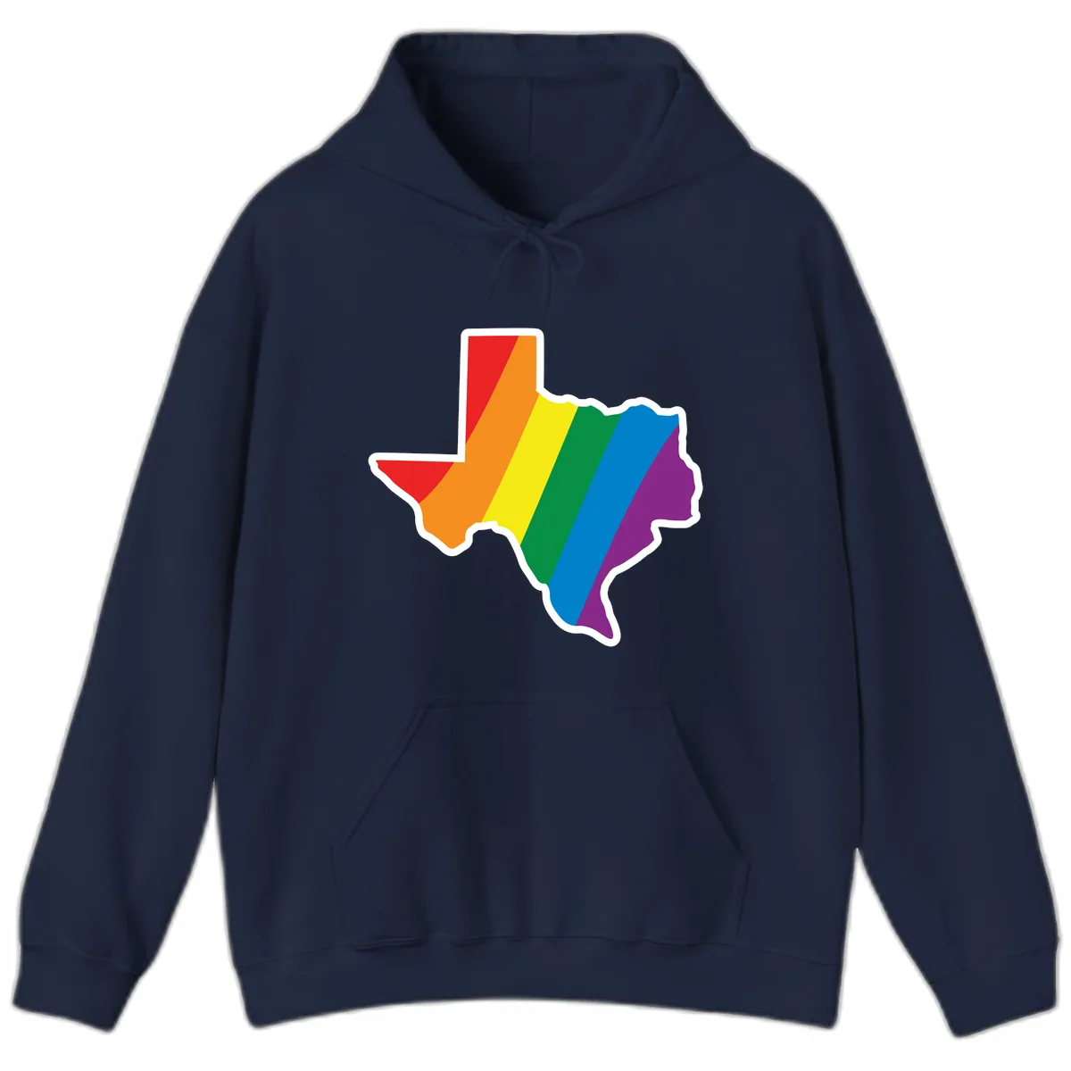 Texas Rainbow Pride Map Hoodie in Navy
