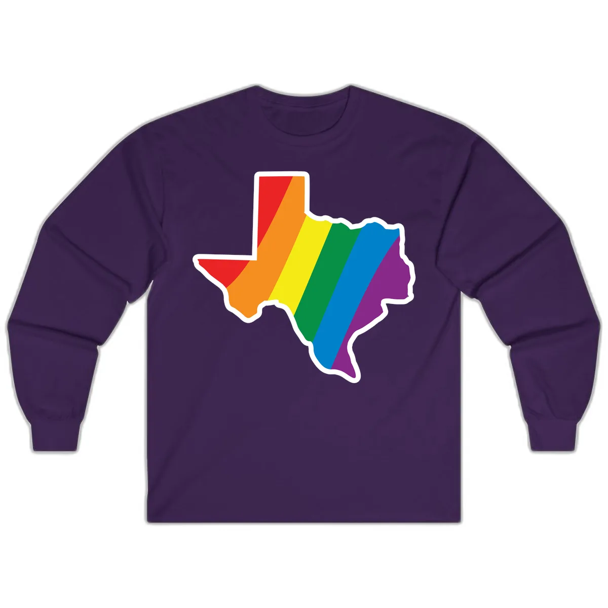 Texas Rainbow Pride Map Long Sleeve in Purple