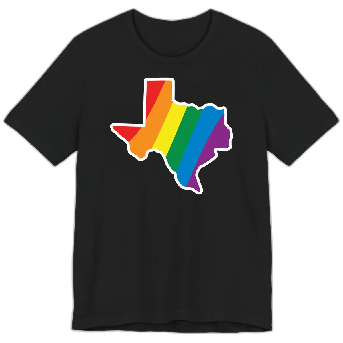 Texas Rainbow Pride Map Premium T-Shirt in Black