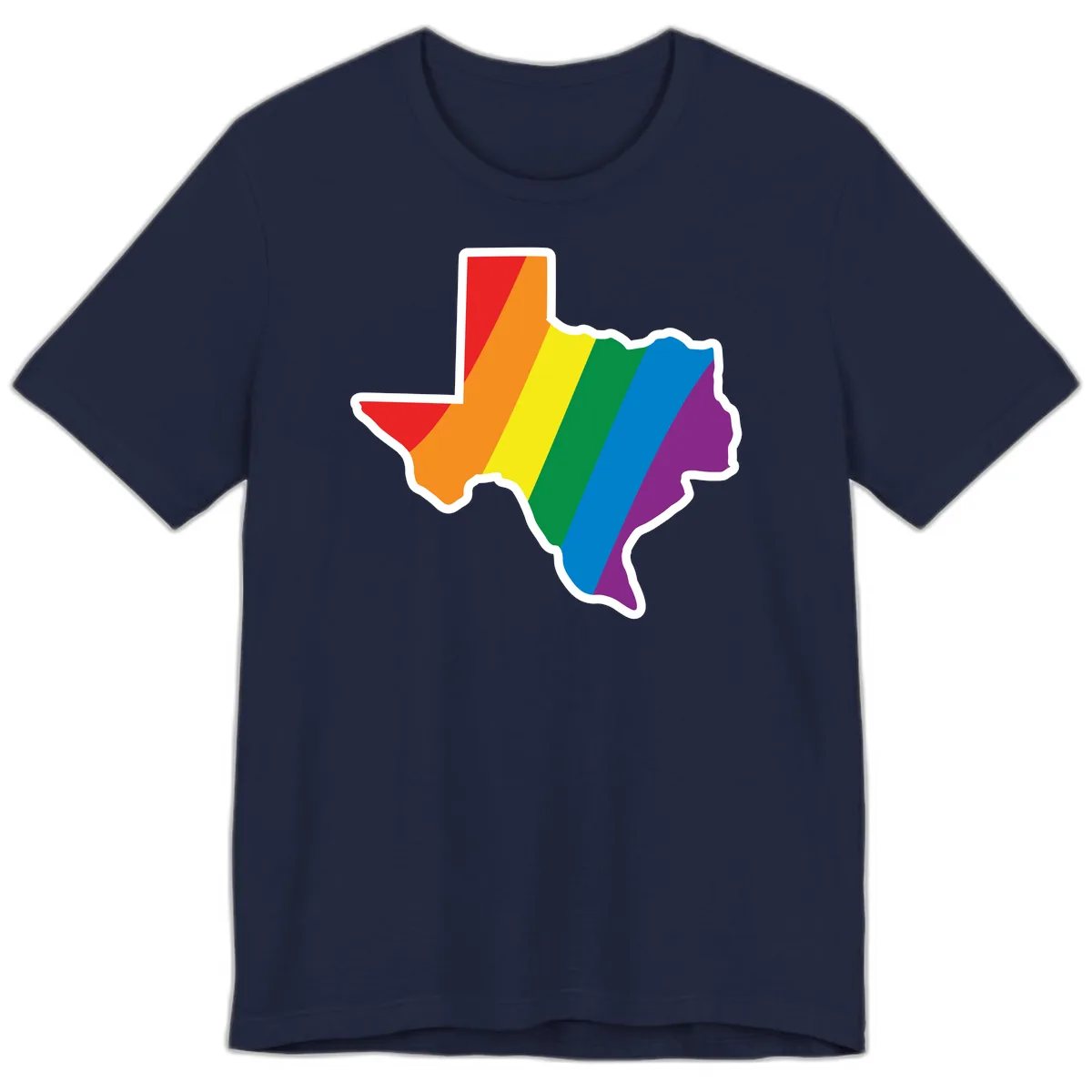 Texas Rainbow Pride Map Premium T-Shirt in Navy