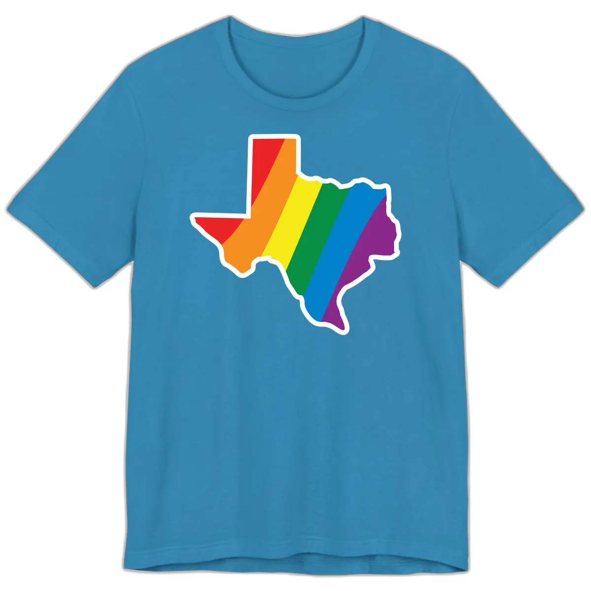 Texas Rainbow Pride Map Premium T-Shirt in Aqua