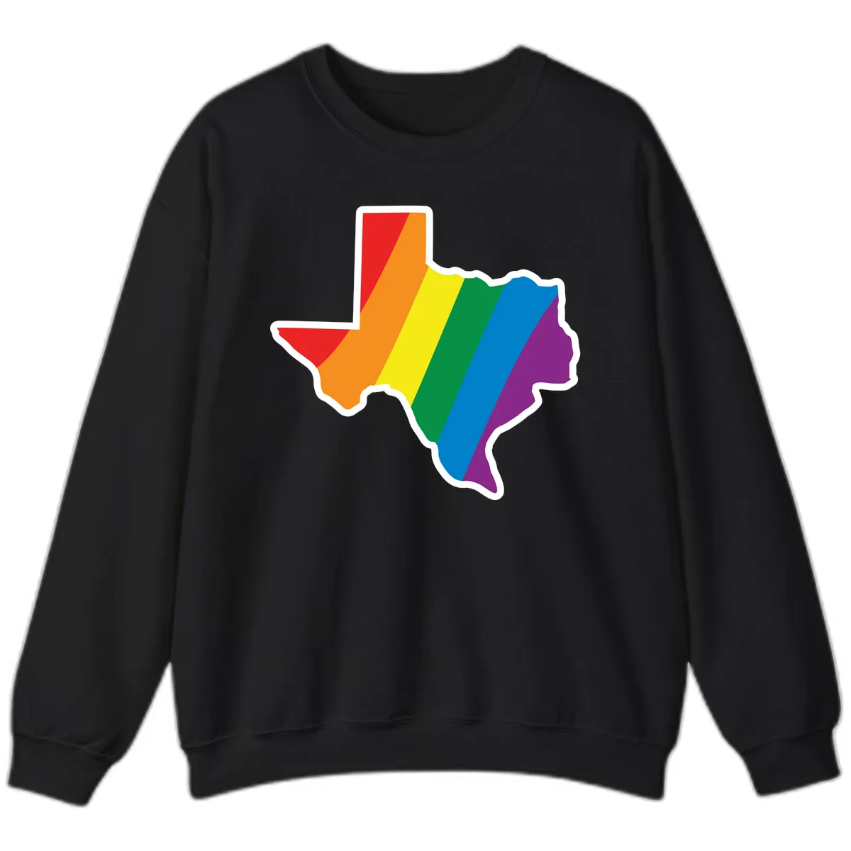 Texas Rainbow Pride Map Sweatshirt in Black