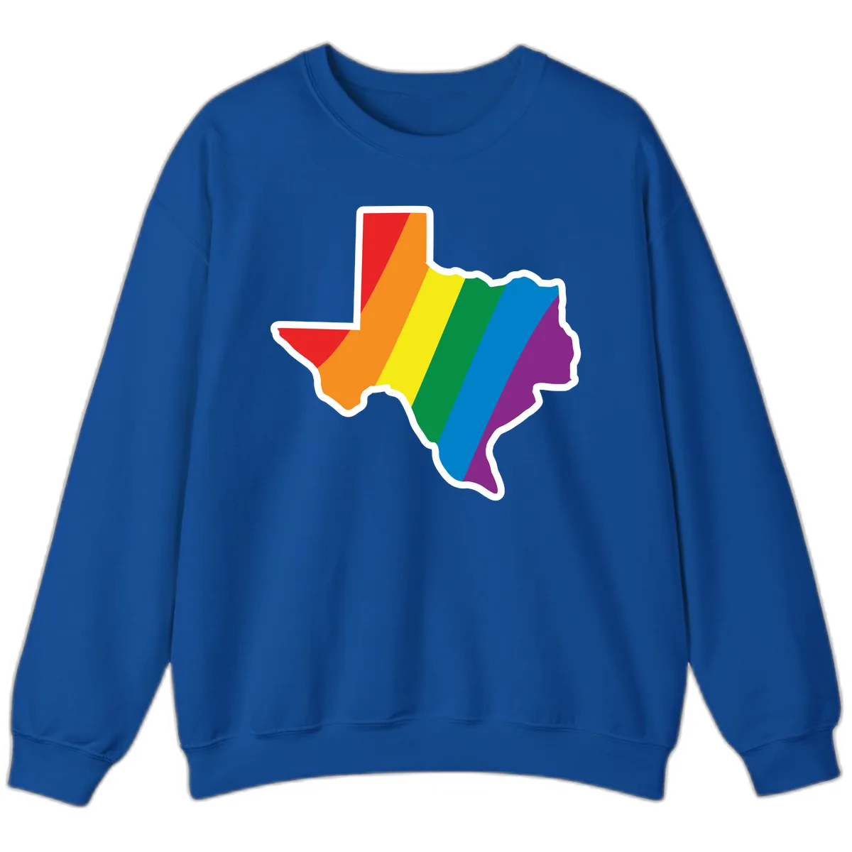 Texas Rainbow Pride Map Sweatshirt in Royal