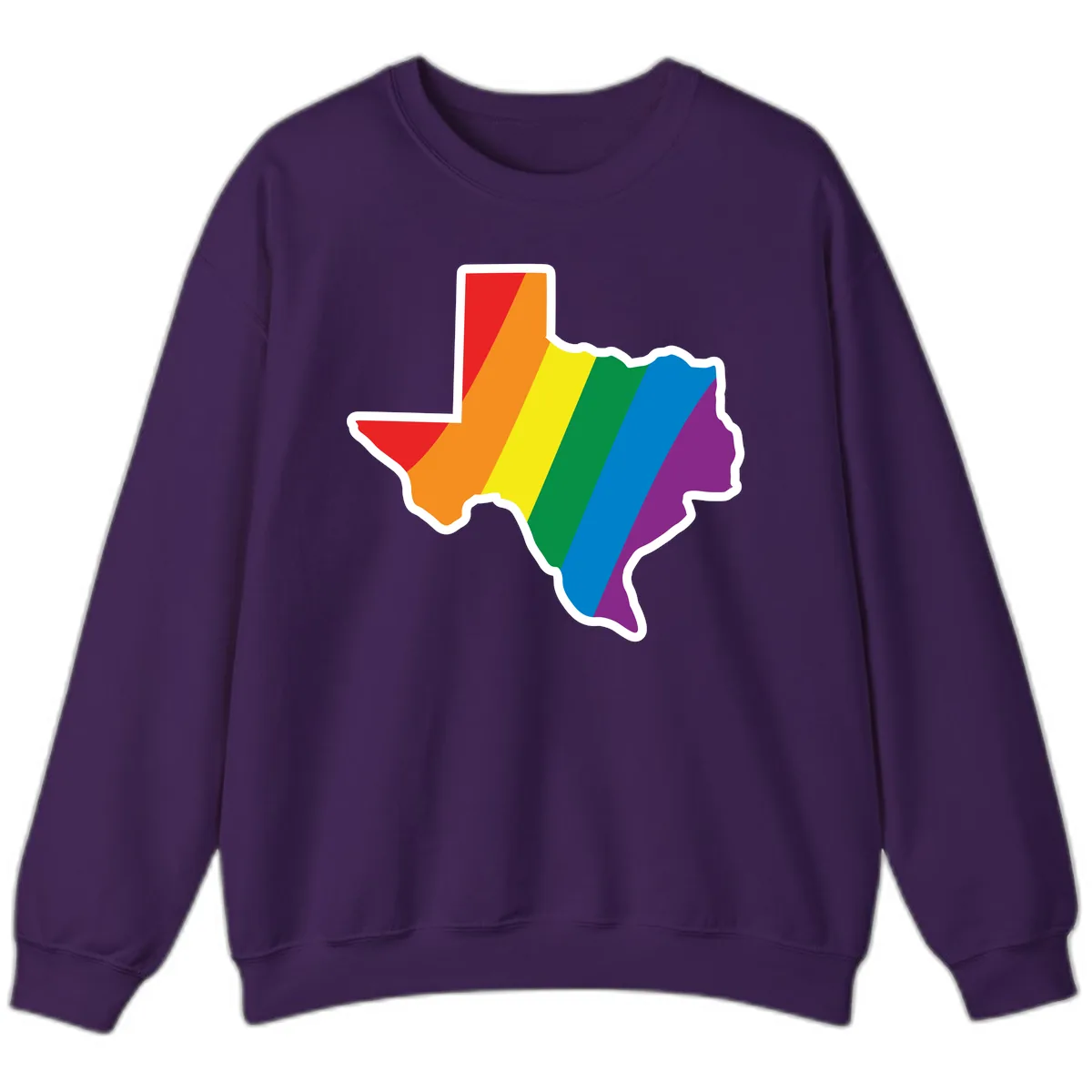 Texas Rainbow Pride Map Sweatshirt in Purple