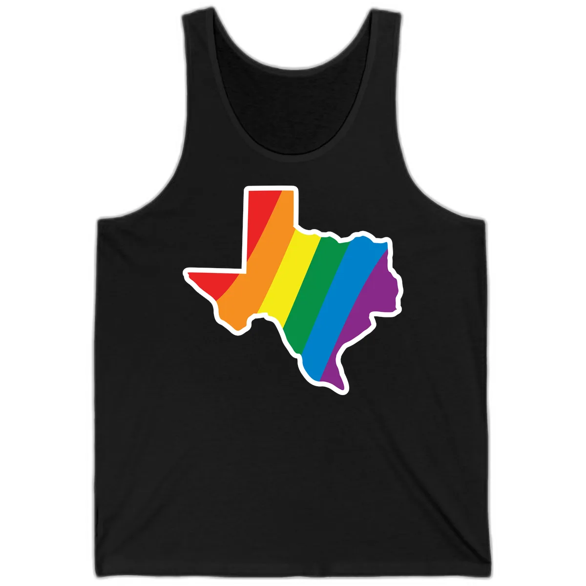 Texas Rainbow Pride Map Tank in Black