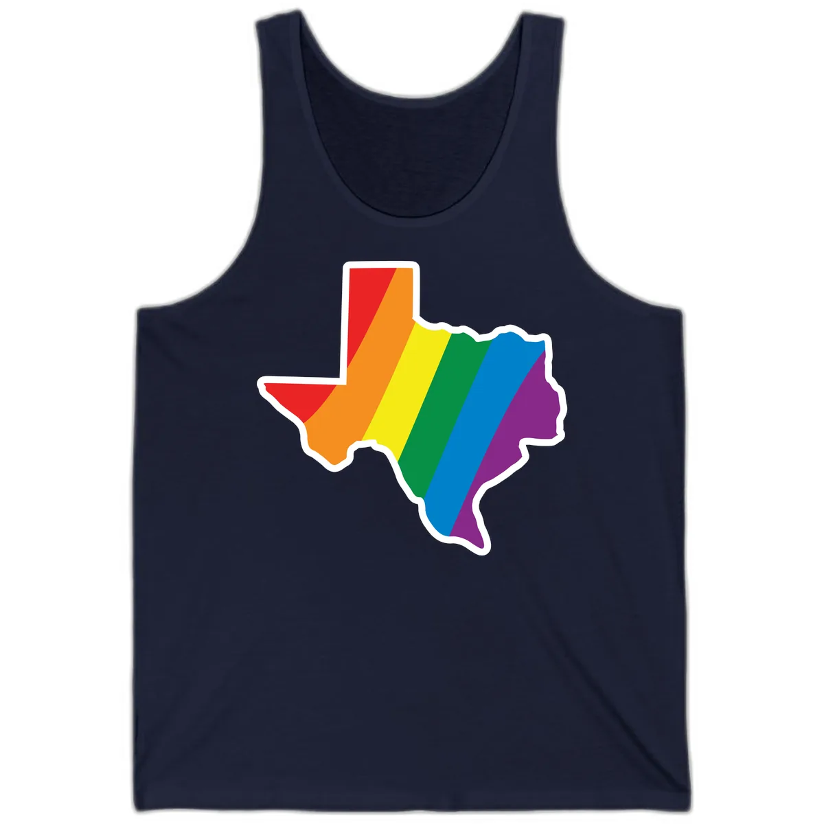 Texas Rainbow Pride Map Tank in Navy