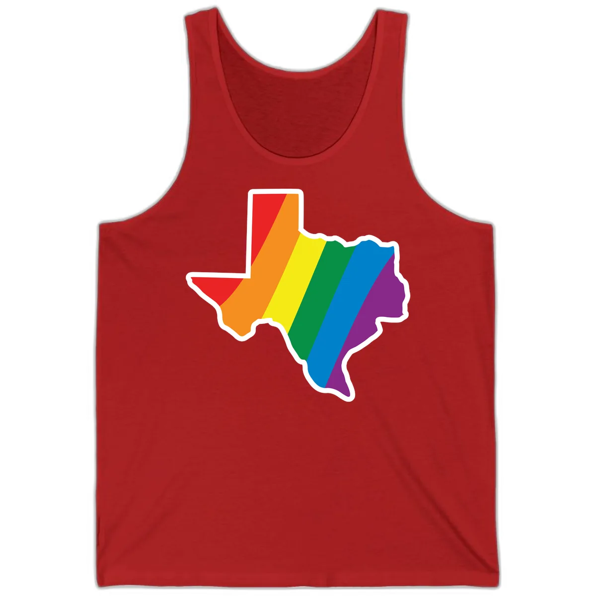 Texas Rainbow Pride Map Tank in Red