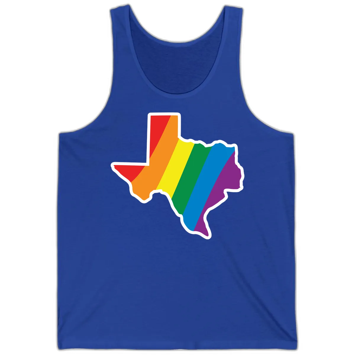 Texas Rainbow Pride Map Tank in True Royal