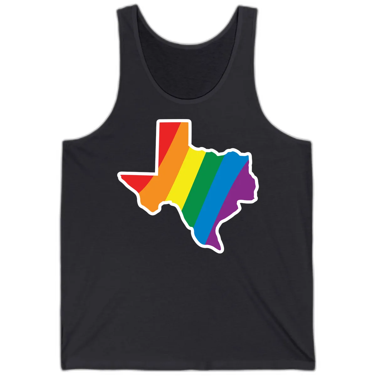 Texas Rainbow Pride Map Tank in Dark Grey