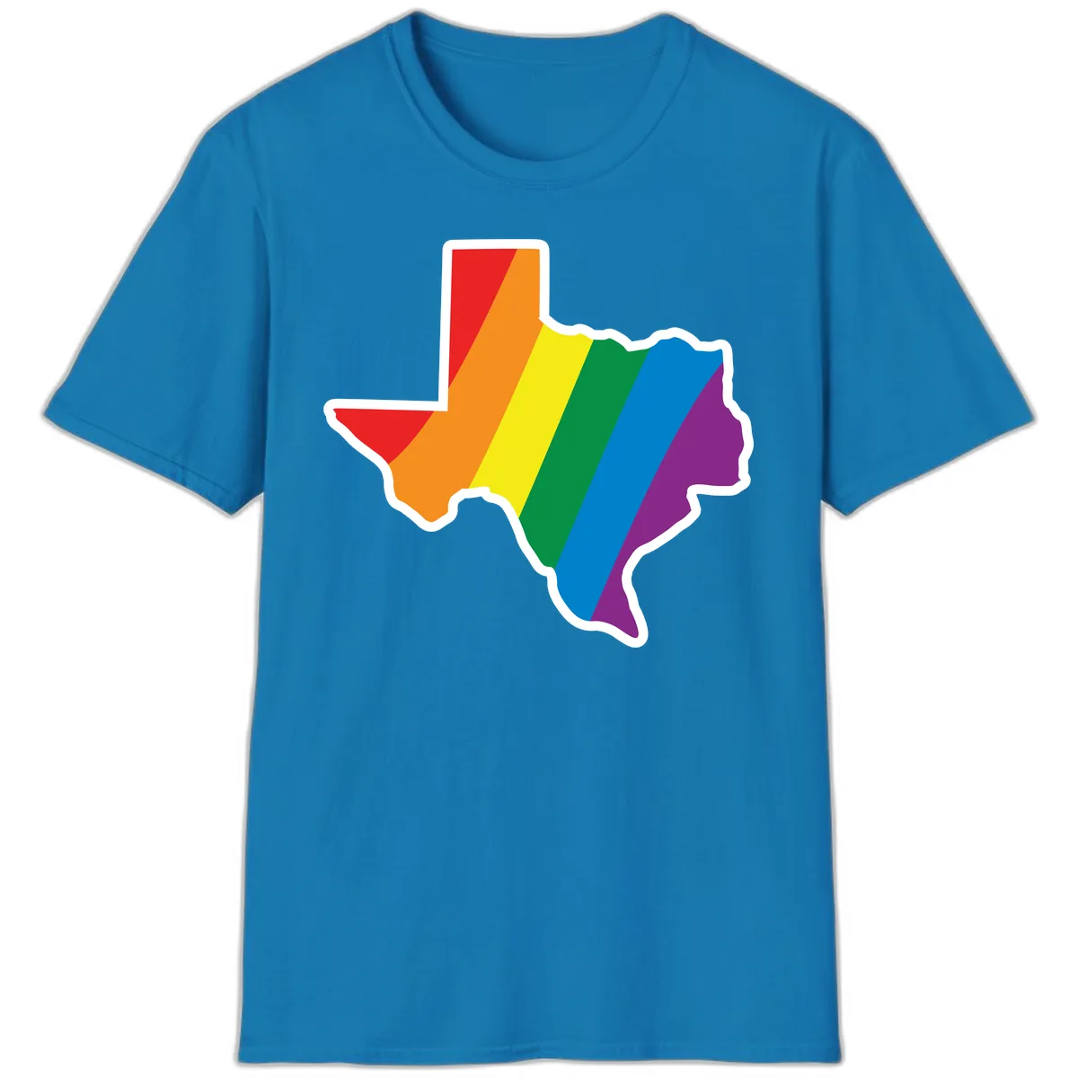 Texas Rainbow Pride Map T-Shirt in Sapphire