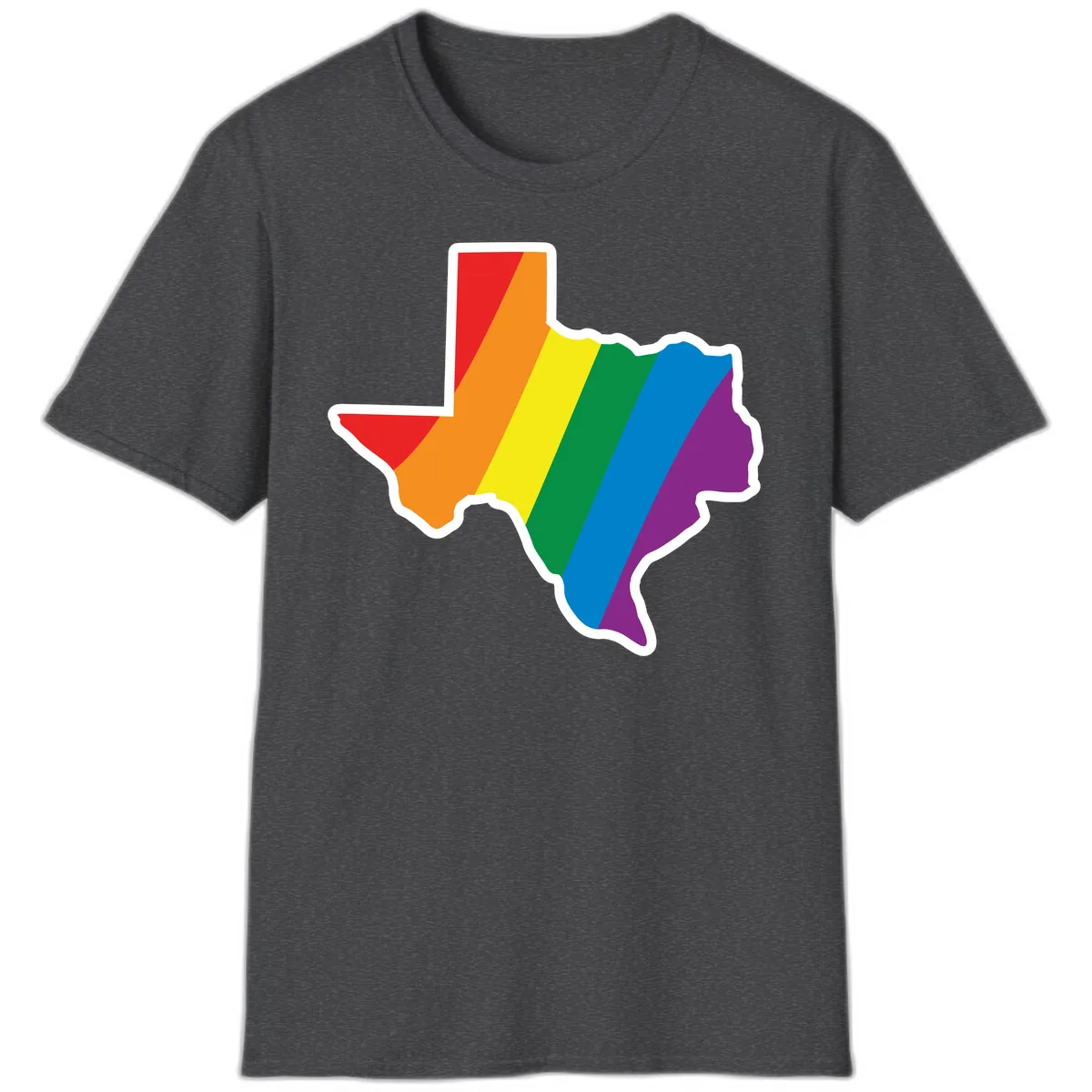 Texas Rainbow Pride Map T-Shirt in Dark Heather