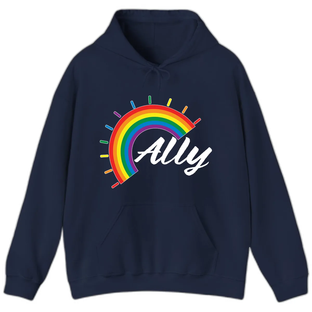 All Pride Rainbow Design Hoodie in Navy
