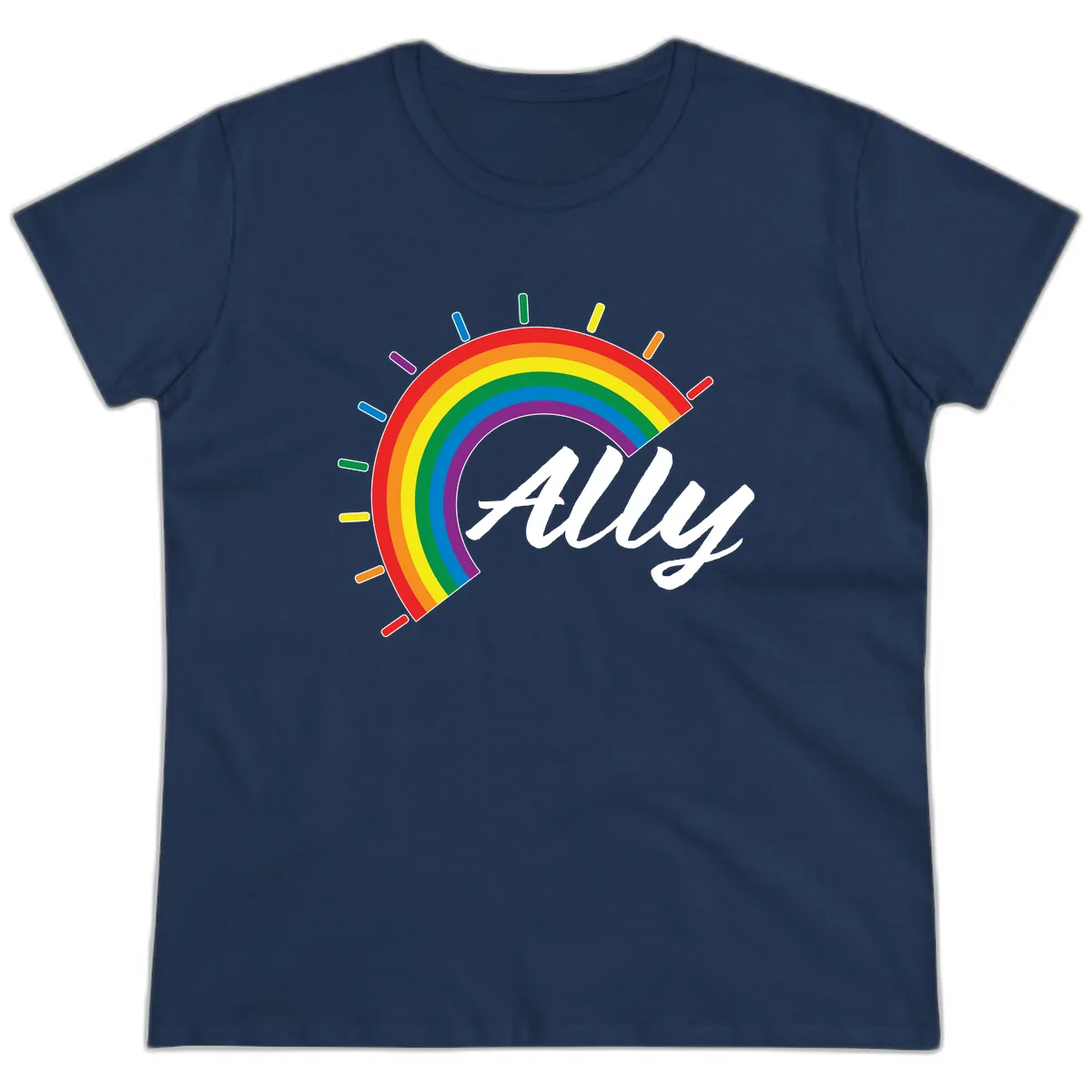 All Pride Rainbow Design Ladies Tee in Navy
