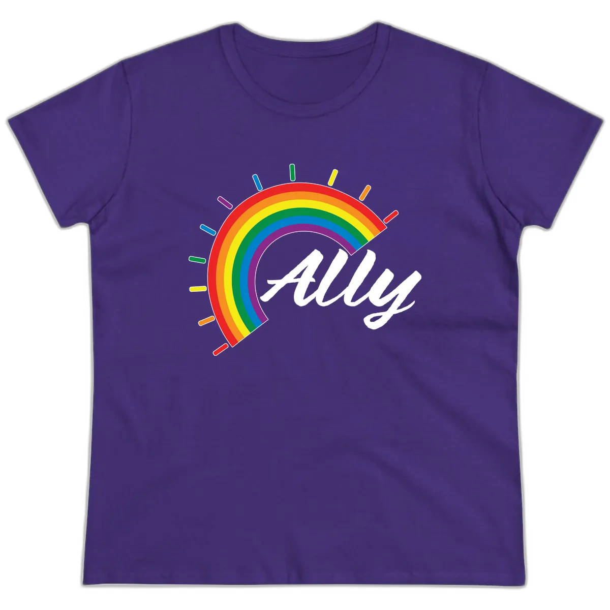 All Pride Rainbow Design Ladies Tee in Purple
