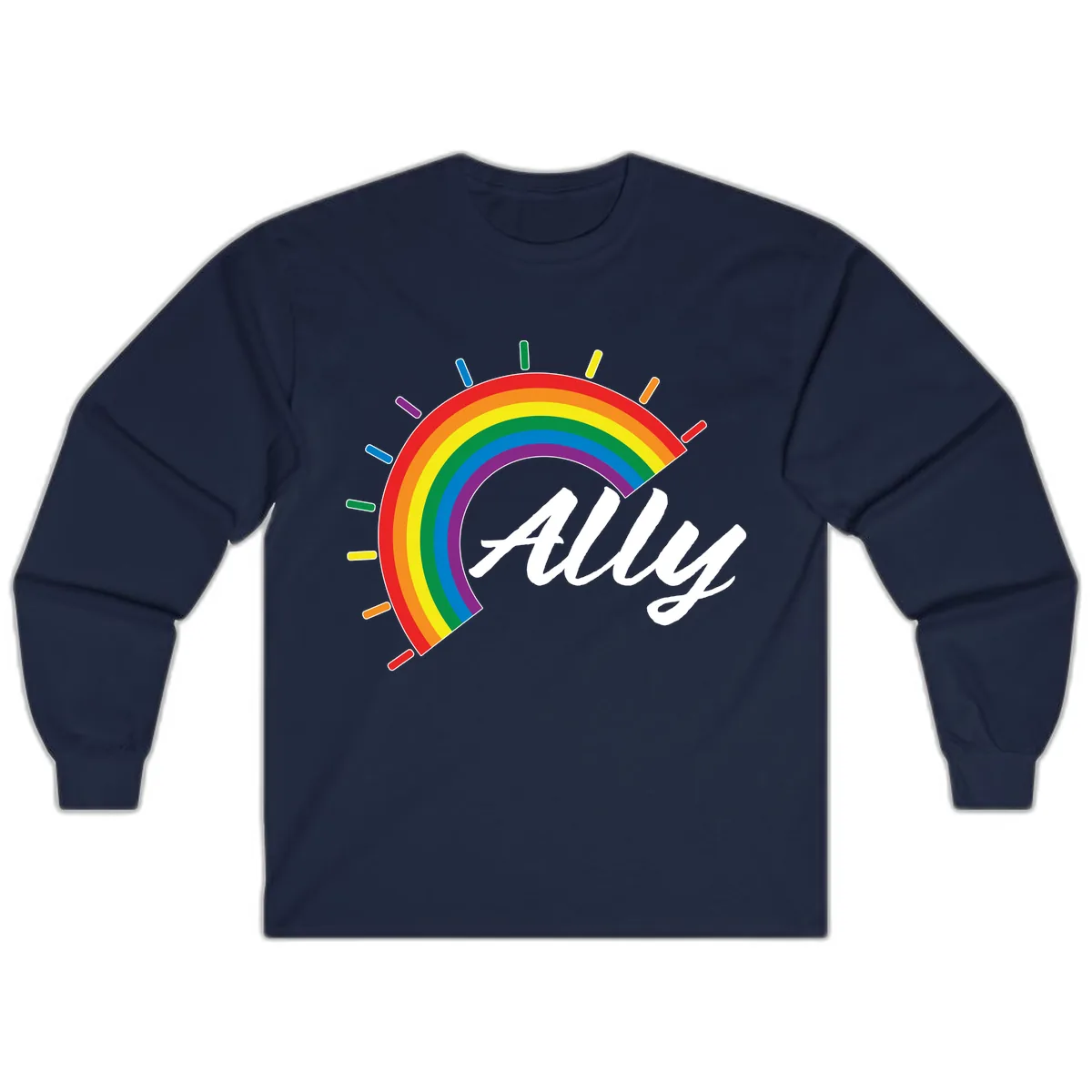 All Pride Rainbow Design Long Sleeve in Navy