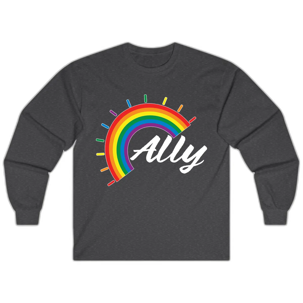 All Pride Rainbow Design Long Sleeve in Dark Heather
