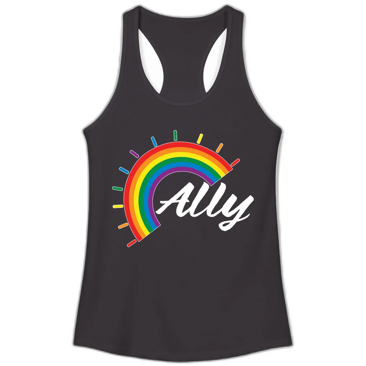 All Pride Rainbow Design Ladies Tank in Black