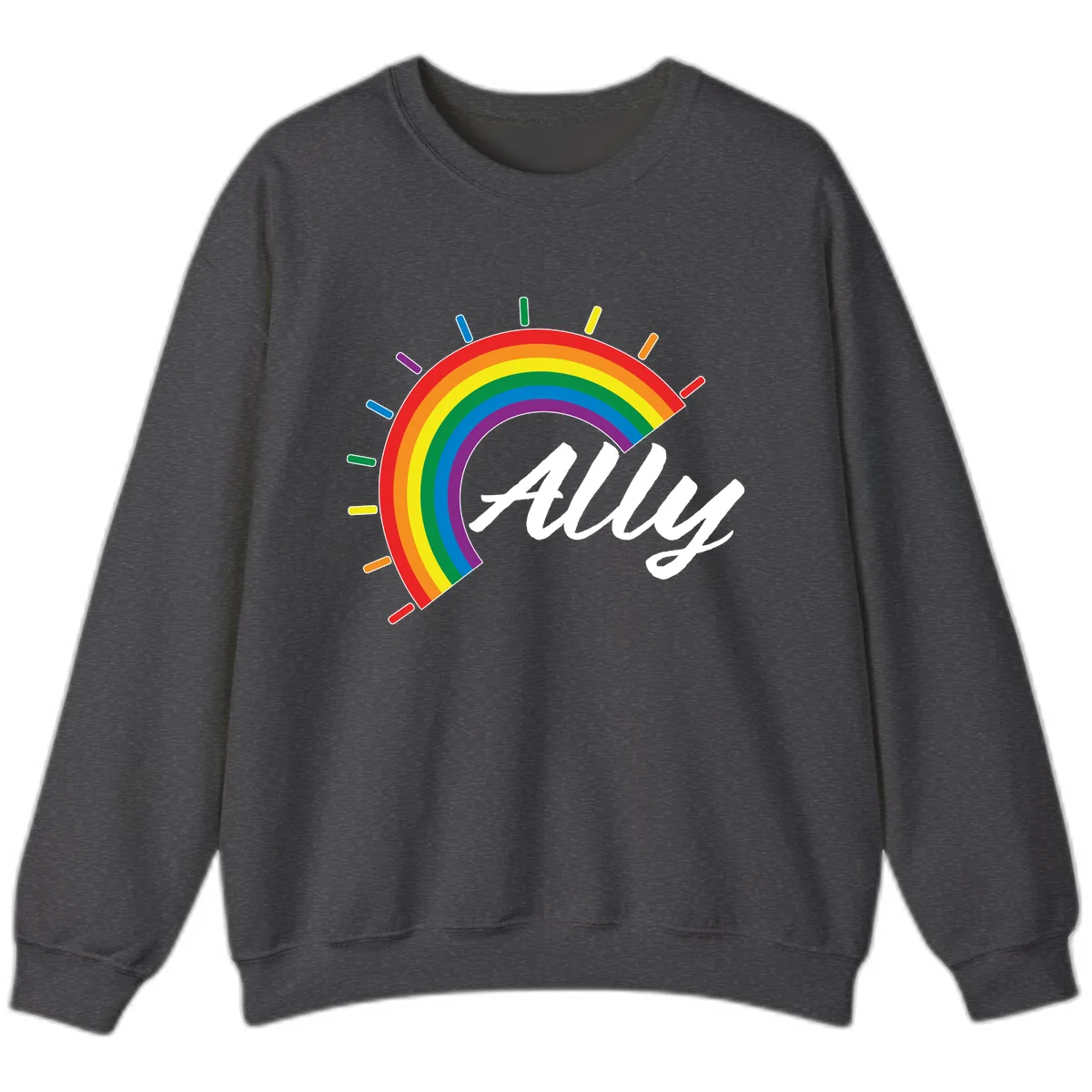 All Pride Rainbow Design Sweatshirt in Dark Heather