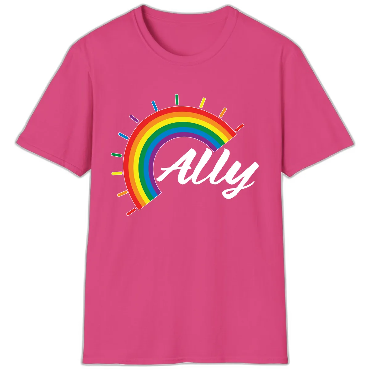 All Pride Rainbow Design T-Shirt in Heliconia
