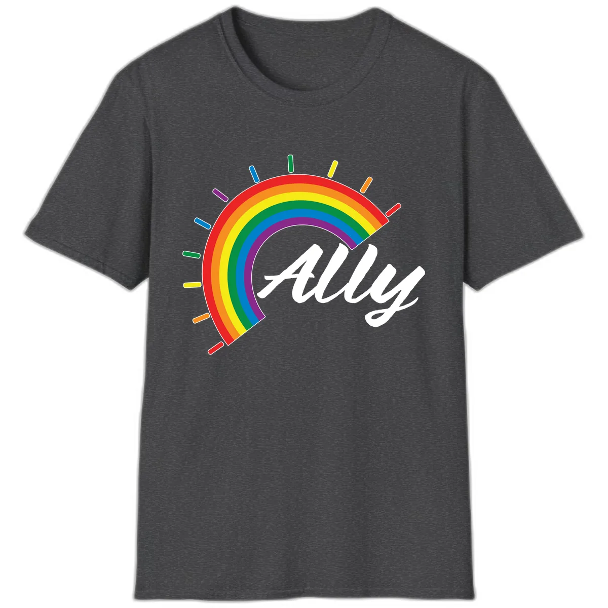 All Pride Rainbow Design T-Shirt in Dark Heather