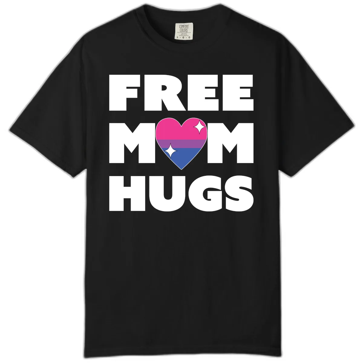 Free Mom Hugs Bisexual Pride Heart Comfort Color in Black