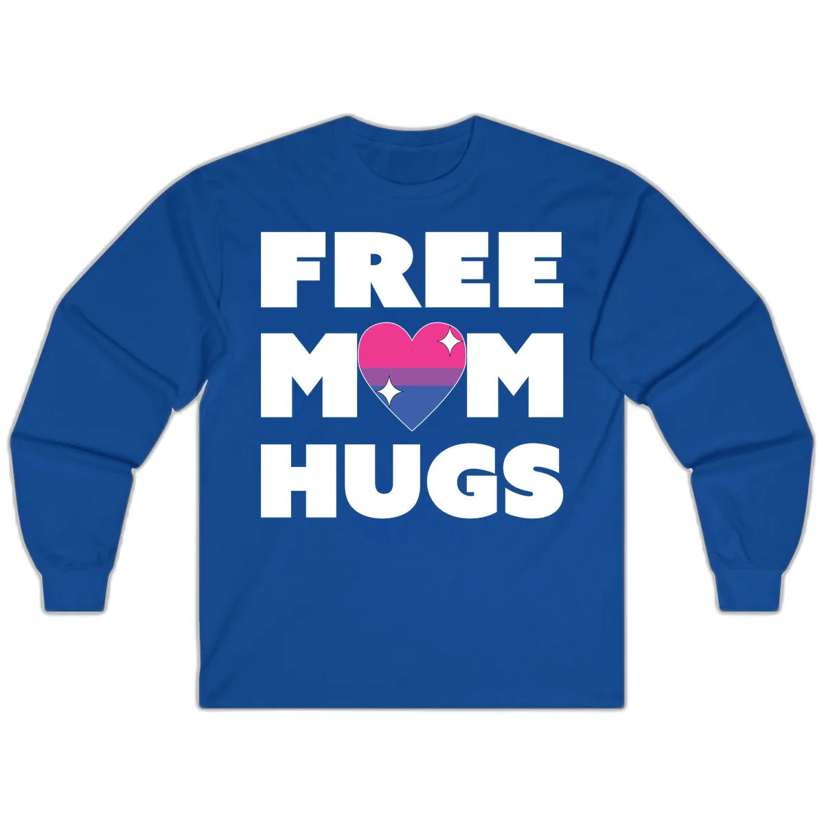 Free Mom Hugs Bisexual Pride Heart Long Sleeve in Royal