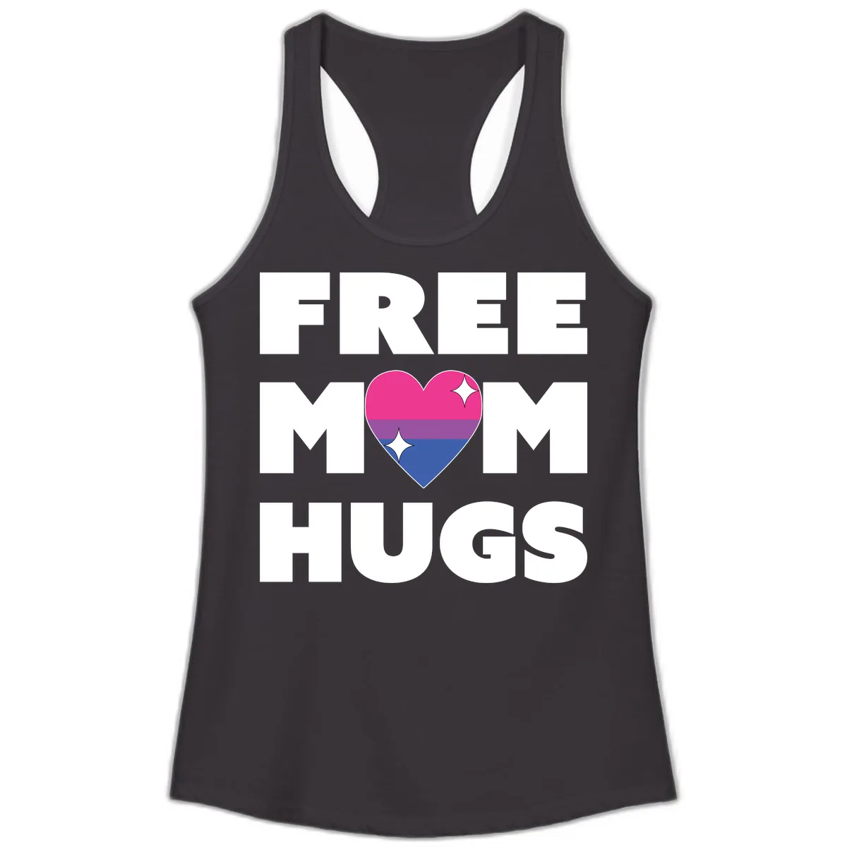 Free Mom Hugs Bisexual Pride Heart Ladies Tank in Black